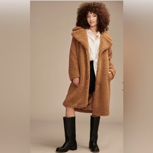 Lucky brand satin-lined, faux shearling coat